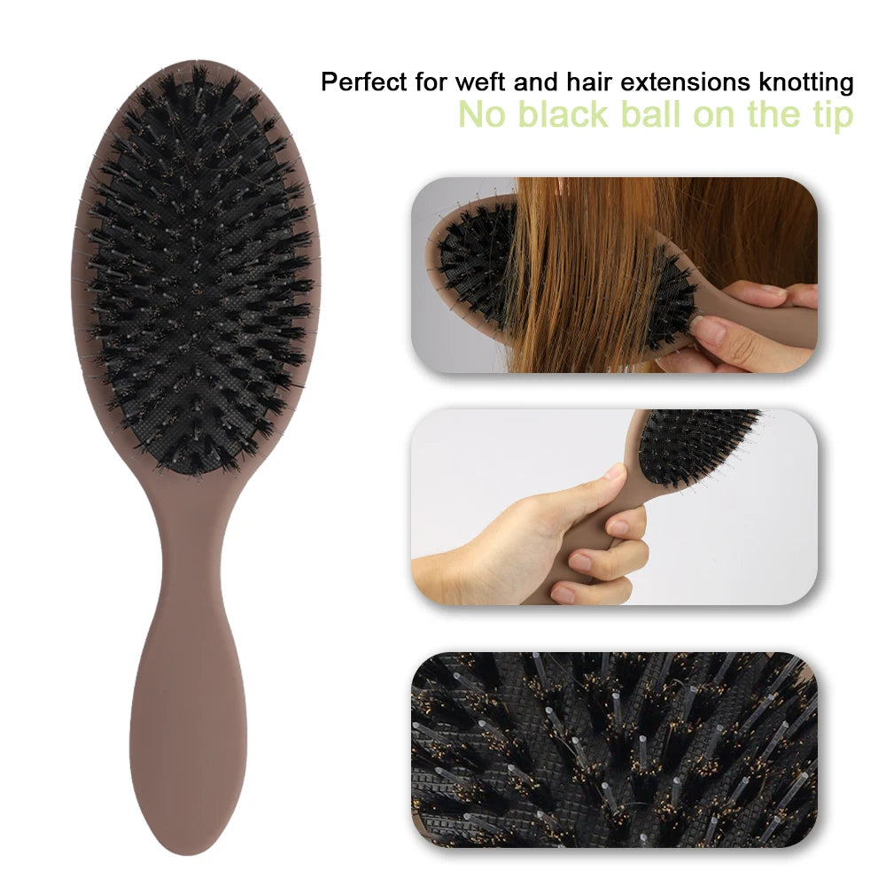 Matte Finish Boar Bristle Hair Brush Nylon Teeth