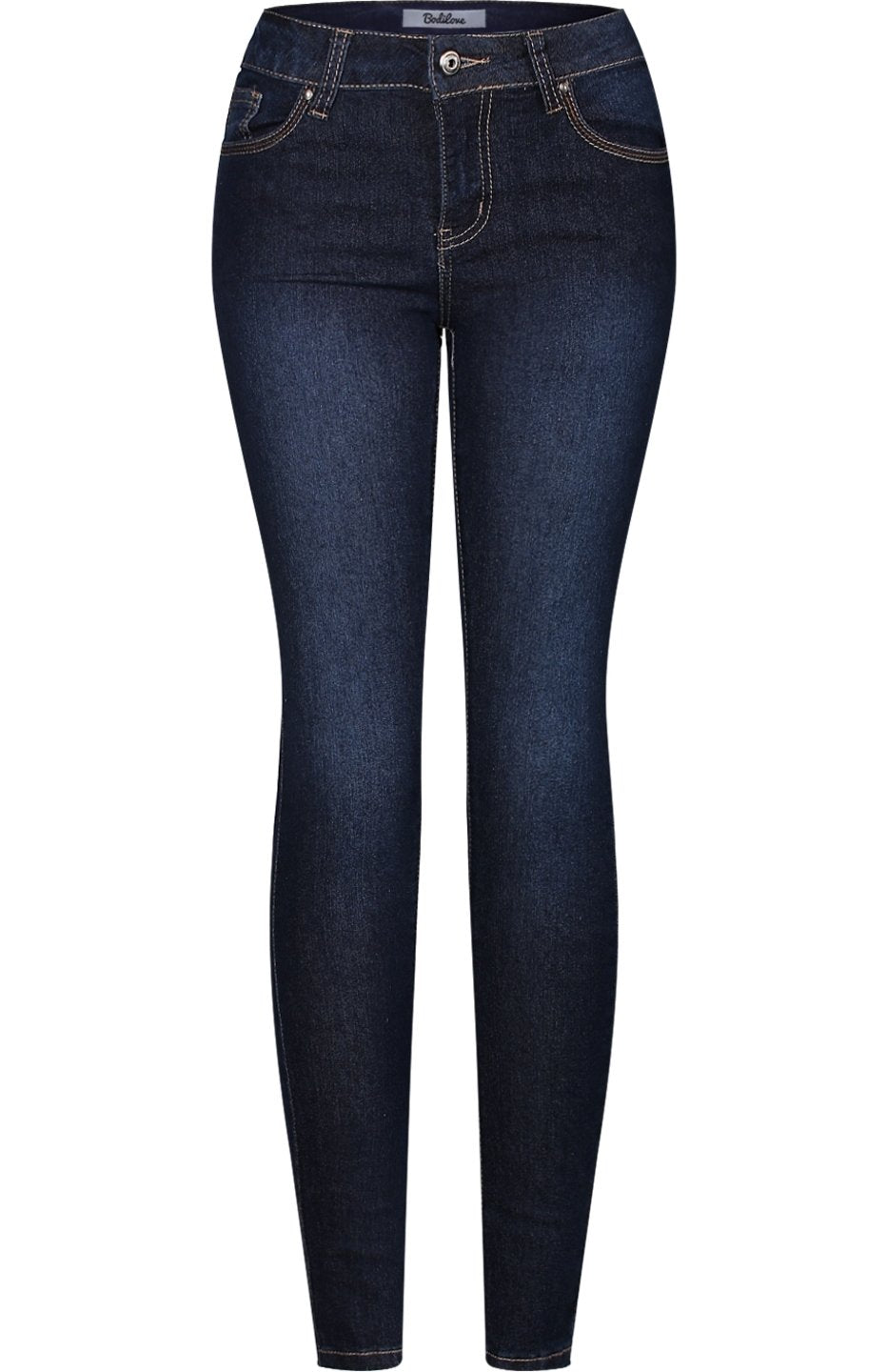 2LUV Womens Stretchy 5 Pocket Dark Denim Skinny Jeans Back to School Junior Clothing Apparel Medium Blue 11